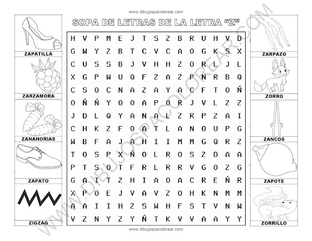 Sopa de letras de la letra Z