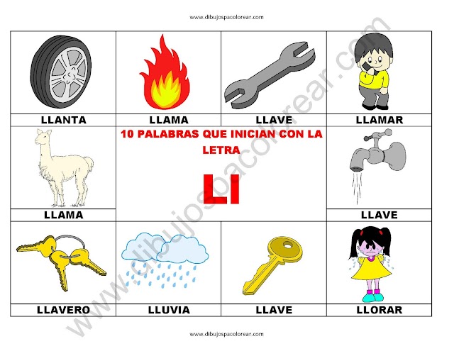 10 palabras u objetos que inician con la letra Ll
